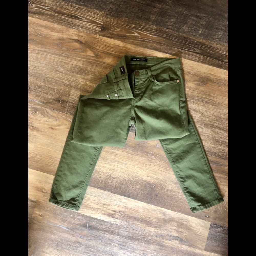 ANGRY RABBIT army green skinny jeans worn once